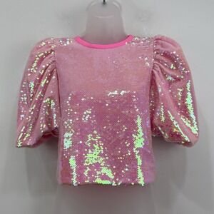 Neubyrne Sequin Top XS Pink Barbiecore Glam Party Fairy Coquette Iridescent